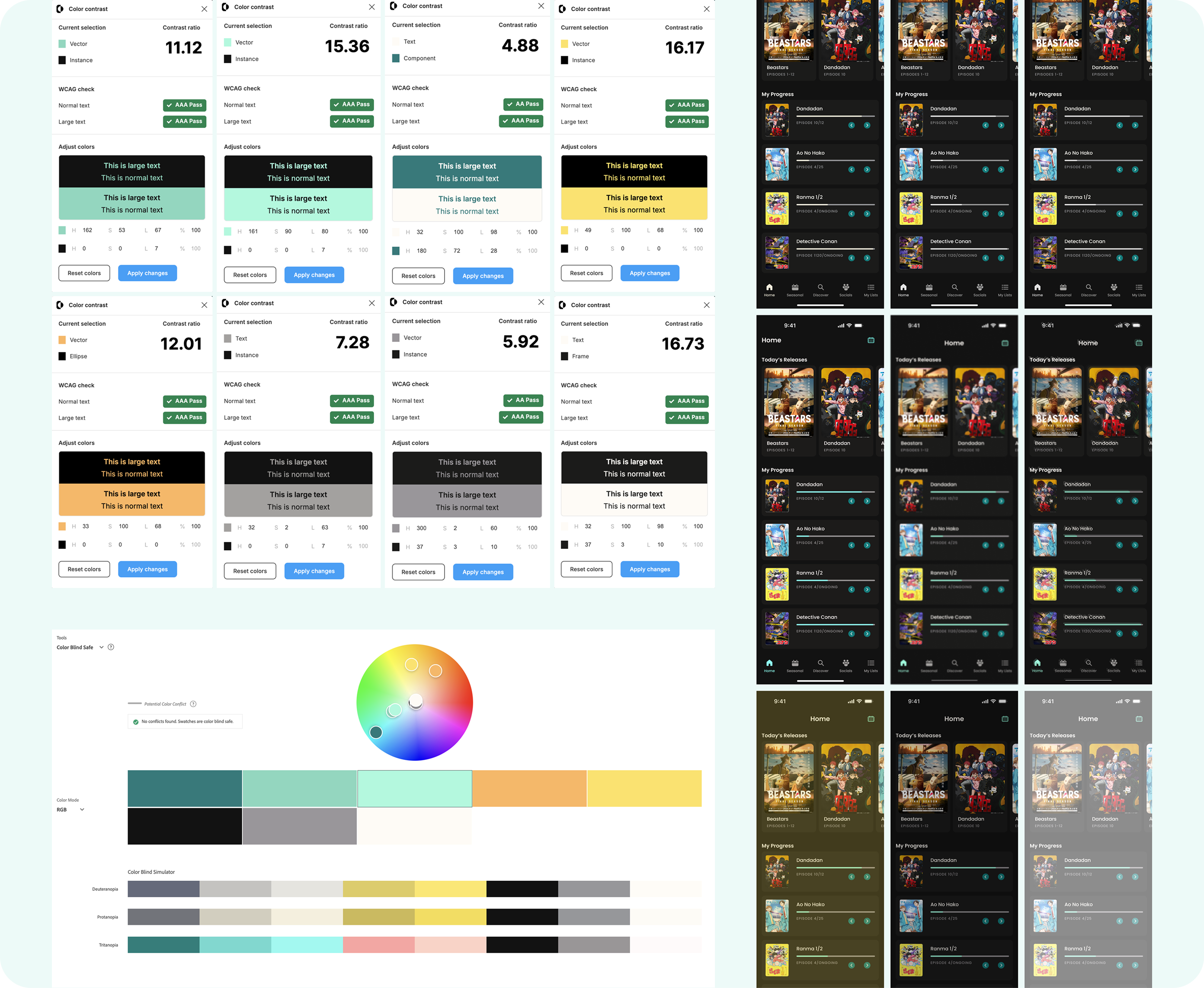 Collage showing accessibility tools that were used