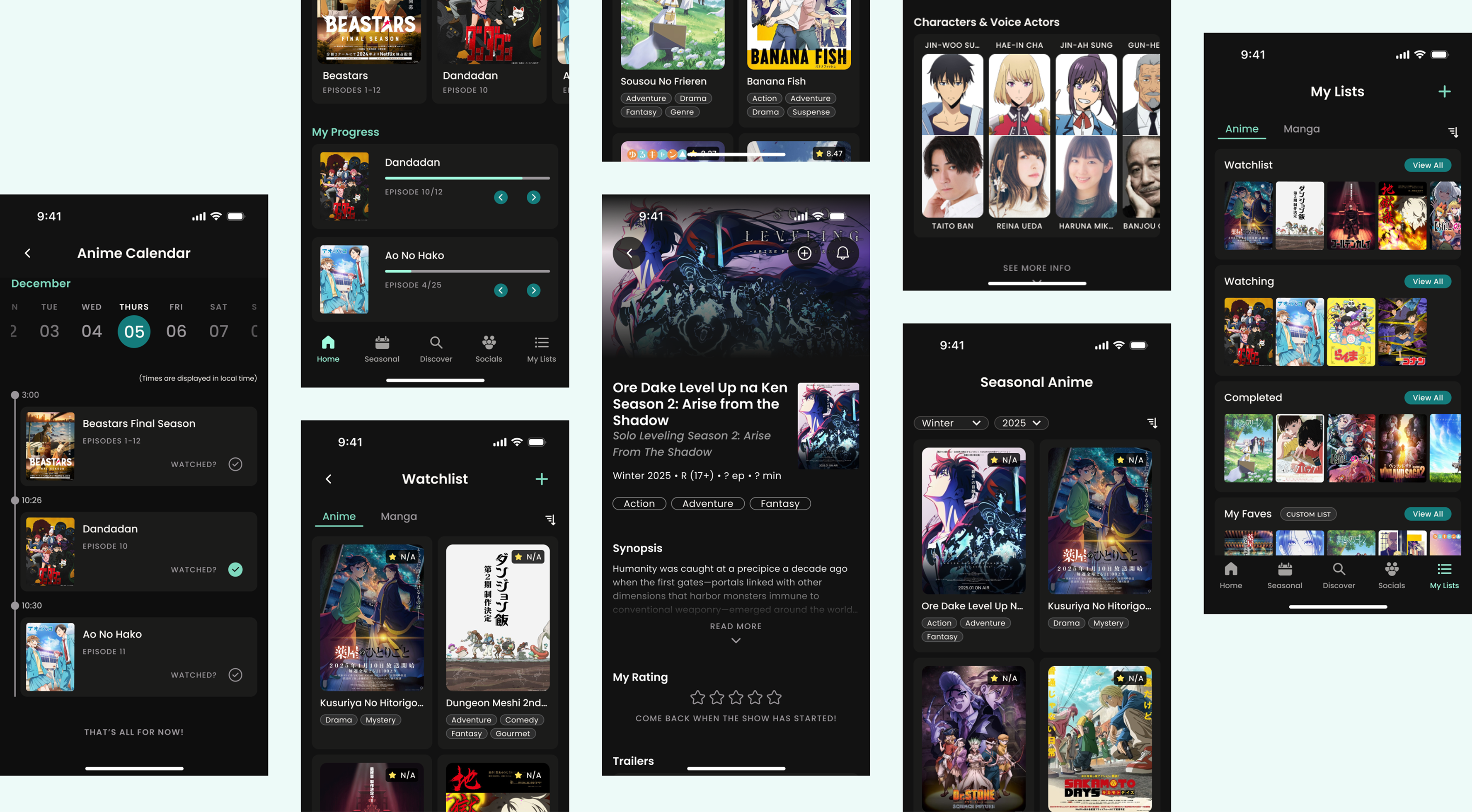 Sample screens for MyAnimeList project
