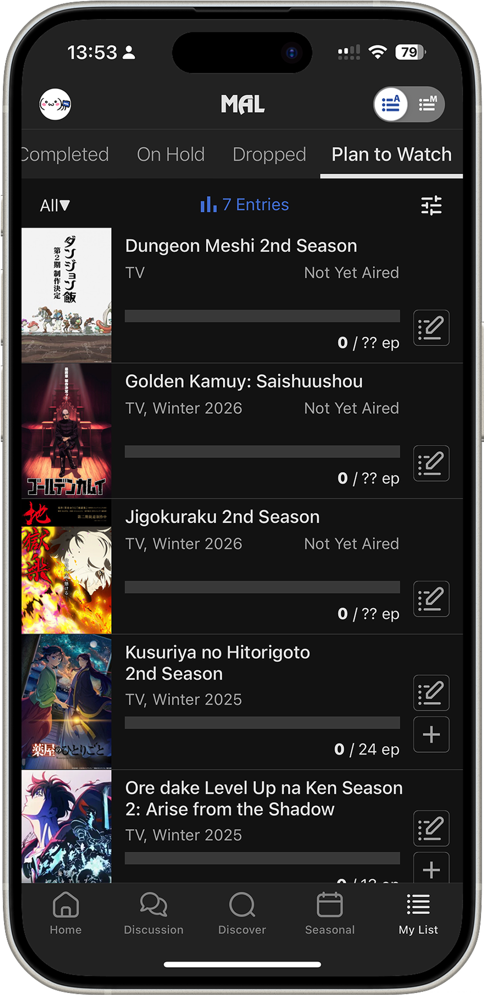 Current (old) To-Watch list